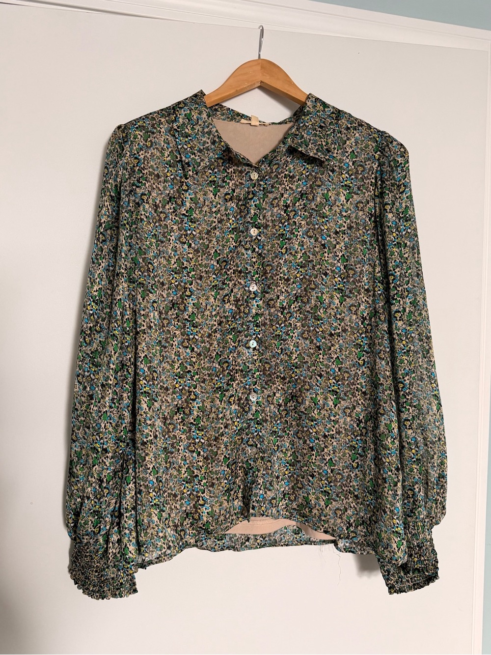 JODIFL Green Multi Floral Button-Down Blouse